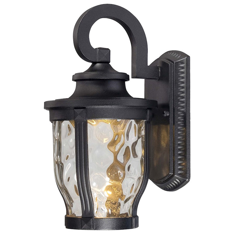 Minka Lavery Merrimack 1-Light LED Wall Sconce | Transitional Black and Clear Glass | Covered Patio & Entryway | 12 in H | Model 8761-66-L