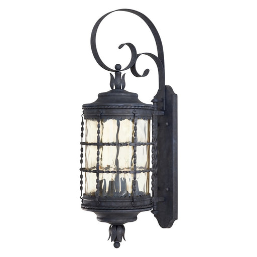 Minka Lavery Mallorca 14in 4-Light Wall Sconce | Traditional Spanish Iron and Clear Glass | Outdoor Entryway & Garage | Model 8882-A39