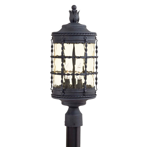 Minka Lavery Mallorca 9in 3-Light Post Mount | Traditional Spanish Iron | Outdoor Garage & Grand Porch | 9 x 22 in | Model 8885-A39