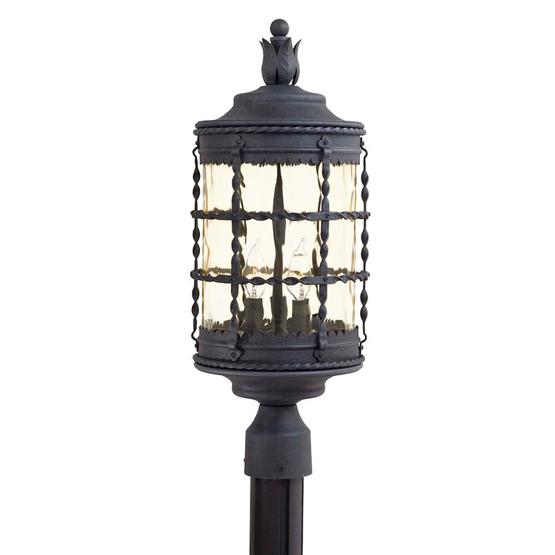 Minka Lavery Mallorca 9in 3-Light Post Mount | Traditional Spanish Iron | Outdoor Garage & Grand Porch | 9 x 22 in | Model 8885-A39