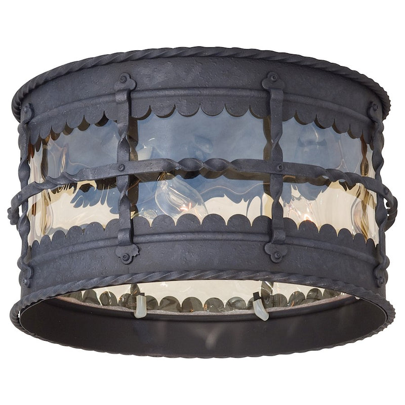 Minka Lavery Mallorca 3-Light Flush Mount | Traditional Spanish Iron Outdoor Ceiling Light | Covered Porch & Garage | 13 x 13 x 7 in | Model 8889-A39