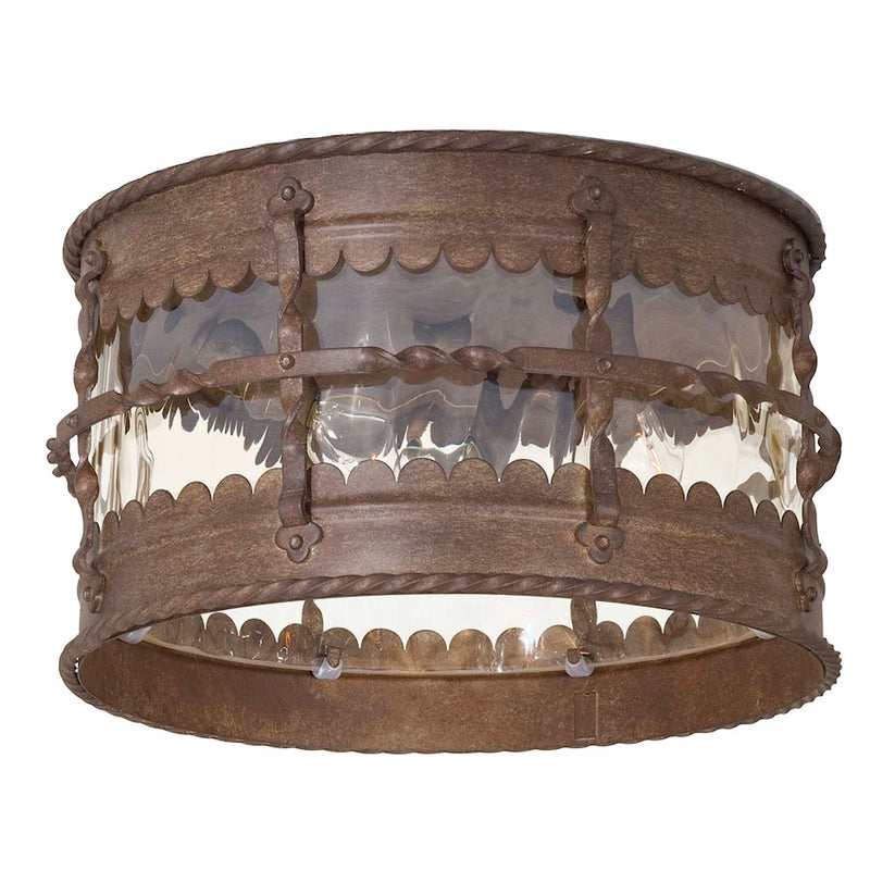 Minka Lavery Mallorca 3-Light Flush Mount | Traditional Vintage Rust Outdoor Ceiling Light | Covered Patio & Garage | 12.75 x 7 in | Model 8889-A61