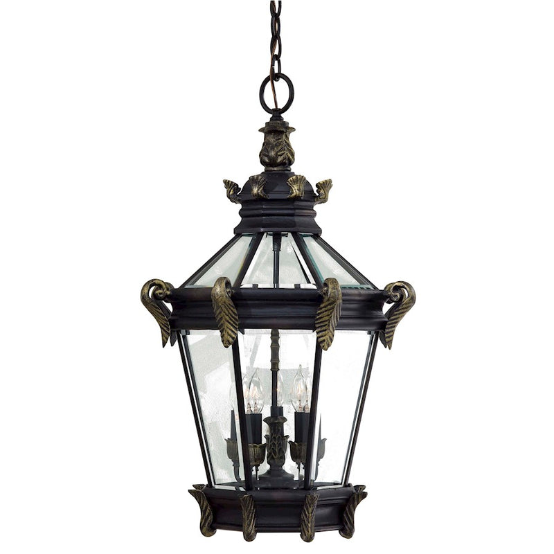 Minka Lavery Stratford Hall 18.5in 5-Light Chandelier | Traditional Heritage Gold and Beveled Glass | Covered Patio & Entryway | Model 8934-95