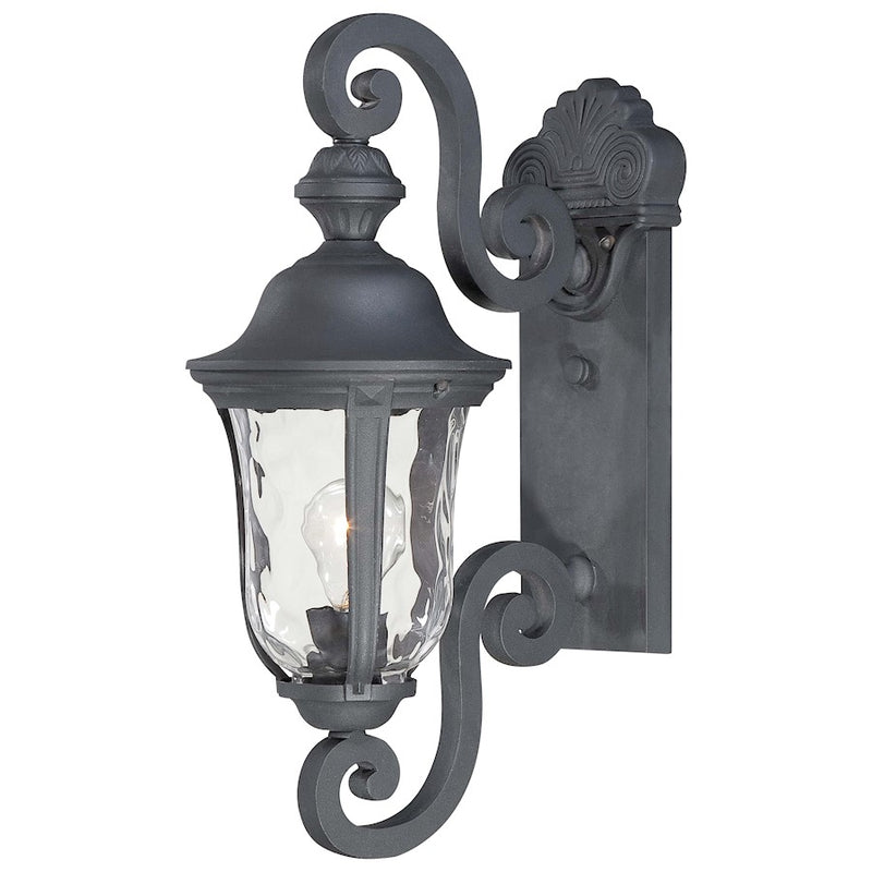 Minka Lavery Ardmore 12in 1-Light Wall Sconce | Traditional Black Finish and Clear Hammered Glass | Covered Patio & Entryway | Model 8990-66