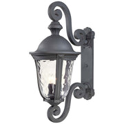 Minka Lavery Ardmore 18in 3-Light Wall Sconce | Traditional Black and Clear Hammered Glass | Outdoor Entryway & Patio | Model 8992-66