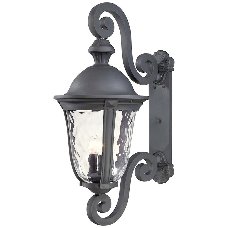Minka Lavery Ardmore 18in 3-Light Wall Sconce | Traditional Black and Clear Hammered Glass | Outdoor Entryway & Patio | Model 8992-66