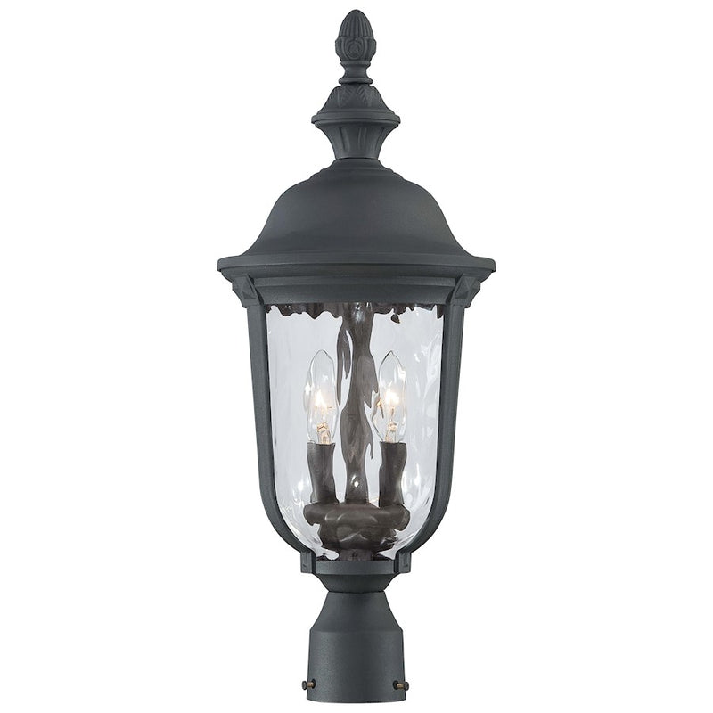 Minka Lavery Ardmore 10in 2-Light Post Mount | Traditional Black and Clear Hammered Glass | Outdoor Post Light | 10 x 24 in | Model 8995-66