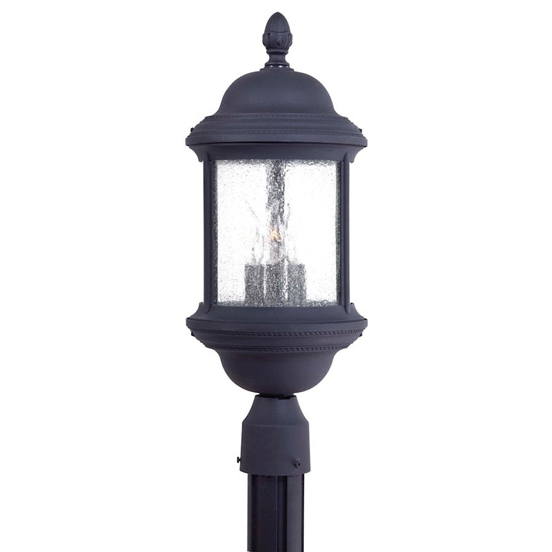 Minka Lavery Hancock 22in 3-Light Post Light | Traditional Black Cast Aluminum | Entryway & Garden Path | W 8 x H 22 in | Model 9016-66