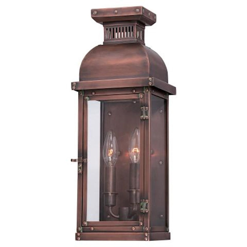 Minka Lavery Copperton 2-Light Wall Sconce | Traditional Manhattan Copper and Clear Glass | Covered Patio & Entryway | 7 x 6 x 18 in | Model 9071-264