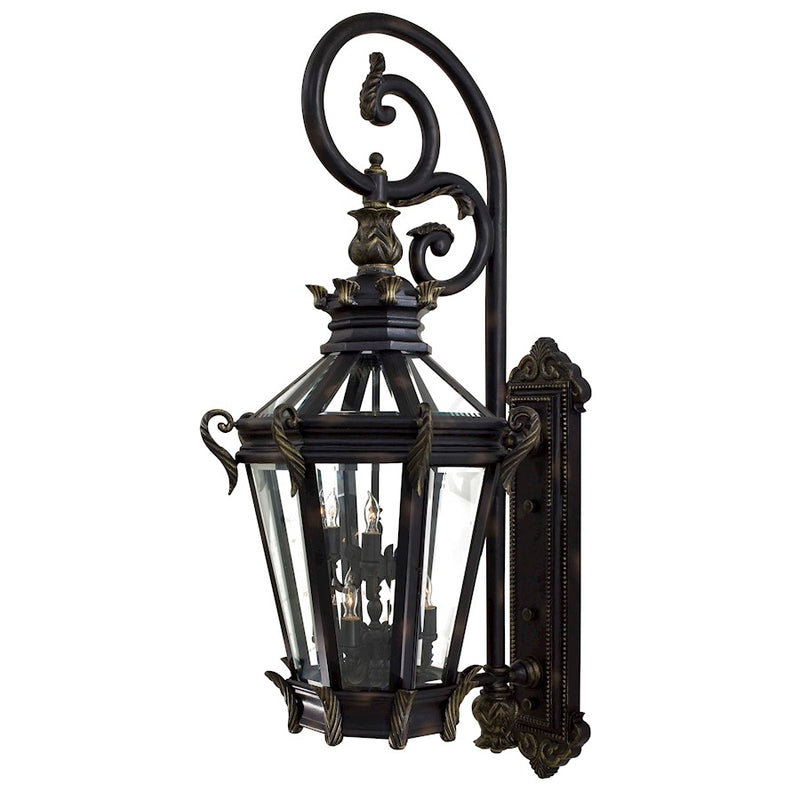 Minka Lavery Stratford Hall 63in 9-Light Wall Mount | Traditional Heritage and Gold Finish with Beveled Glass | Outdoor & Covered | Model 9091-95