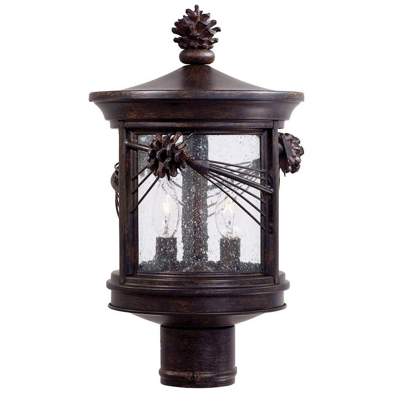 Minka Lavery Abbey Lane 9in 2-Light Post Light | Traditional Iron Oxide Outdoor Lantern | Entryway & Garden Path | 9 x 16 in | Model 9156-A357