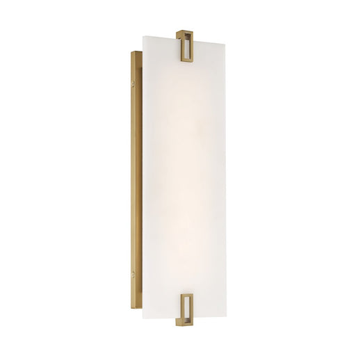 Minka Lavery Aizen LED 19in 1-Light Wall Sconce | Soft Brass Steel and Faux Alabaster White | Bathroom & Hallway | 6 x 19 x 3.25 in | Model 921-695-L