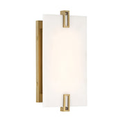 Minka Lavery Aizen 12in 1-Light LED Wall Sconce | Modern Soft Brass and Faux Alabaster Acrylic | Bathroom & Hallway | Model 924-695-L