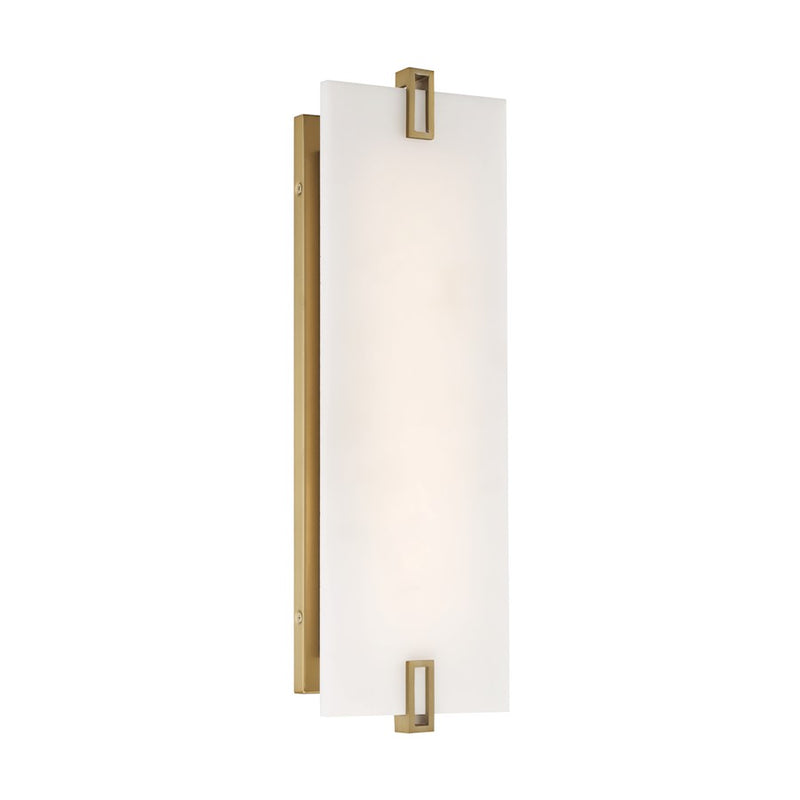 Minka Lavery Aizen 12in 1-Light LED Wall Sconce | Modern Soft Brass and Faux Alabaster Acrylic | Bathroom & Hallway | Model 924-695-L