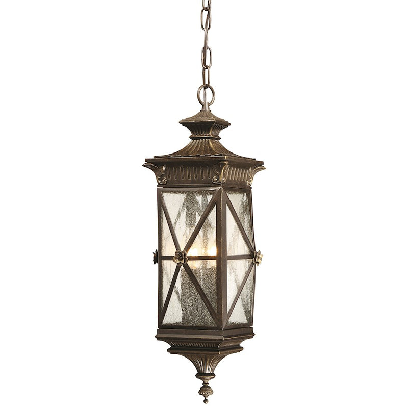 Minka Lavery Rue Vieille 4-Light Outdoor Pendant | Traditional Forged Bronze | Covered Patio & Entryway | 9 x 9 x 26 in | Model 9314-586