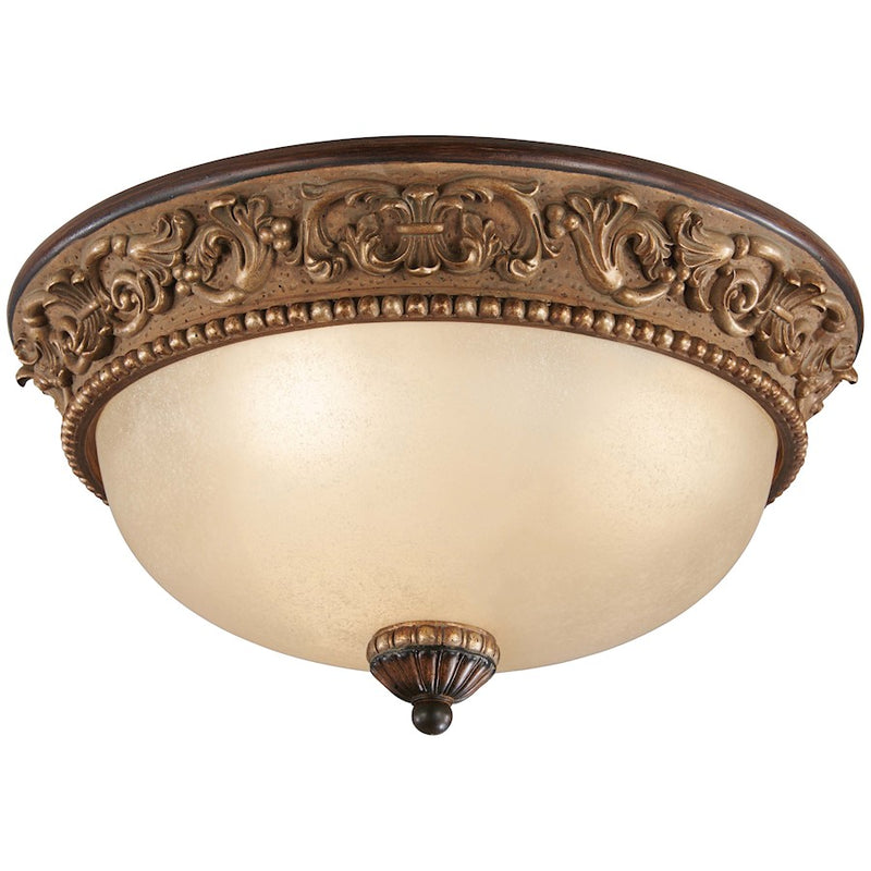 Minka Lavery Belcaro 3-Light Flush Mount | Tuscan Farmhouse Walnut | Hallway & Bedroom Ceiling Light | 15 x 15 x 8 in | Model 959-126