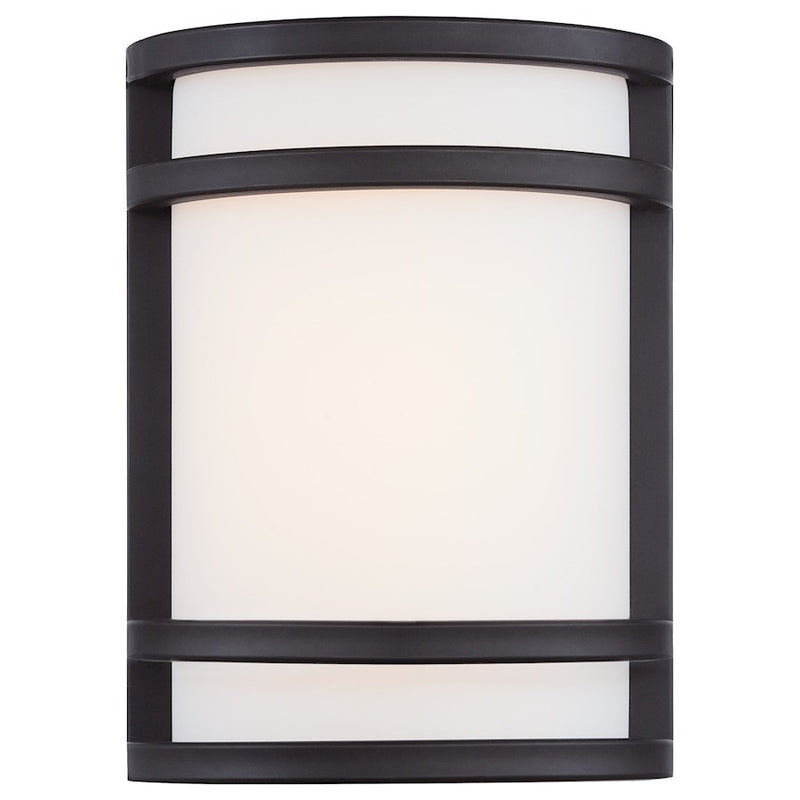 Minka Lavery Bay View 7in LED Wall Sconce | Contemporary Oil Rubbed Bronze Steel | Outdoor Entryway & Patio Lantern | Model 9801-143-L