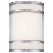 Minka Lavery Bay View 1-Light Wall Sconce | Contemporary Brushed Stainless Steel | Outdoor Entryway & Patio Accent | 7 x 4 x 9.5 in | Model 9801-144