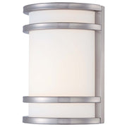 Minka Lavery Bay View 1-Light Wall Sconce | Contemporary Brushed Stainless Steel | Outdoor Entryway & Patio Accent | 7 x 4 x 9.5 in | Model 9801-144