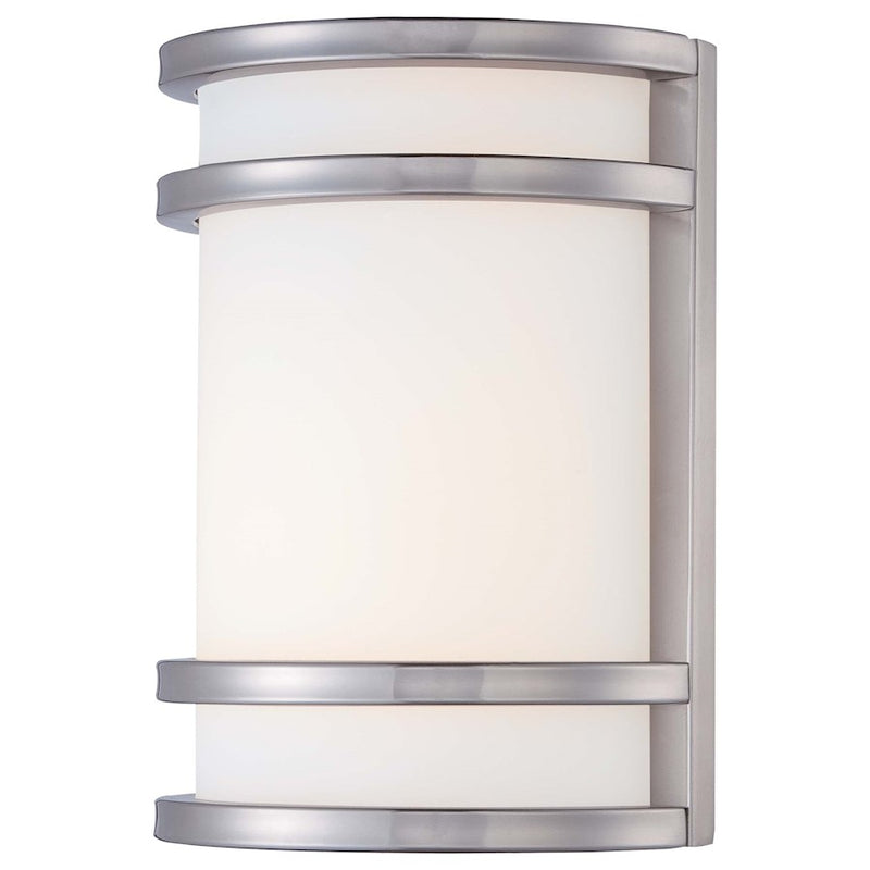 Minka Lavery Bay View 1-Light Wall Sconce | Contemporary Brushed Stainless Steel | Outdoor Entryway & Patio Accent | 7 x 4 x 9.5 in | Model 9801-144