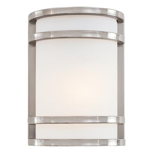 Minka Lavery Bay View 1-Light Wall Sconce | Contemporary Brushed Stainless Steel | Entryway & Hallway Accent Light | 7 x 4 x 10 in | Model 9801-144-PL