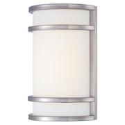 Minka Lavery Bay View 8in LED Wall Sconce | Contemporary Brushed Stainless Steel | Outdoor Entryway & Patio | 8 x 4 x 12 in | Model 9802-144-L