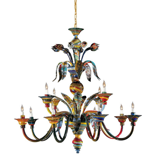 Metropolitan Lighting Camer 48in 12-Light Chandelier | Transitional Murano Glass | Living Room & Dining Room | 48 x 48 x 44 in | Model C7056-12