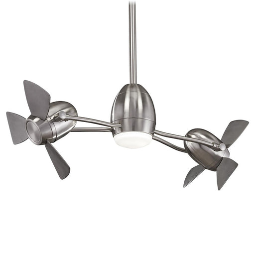 Minka Aire Cage Free Gyro 42in LED Ceiling Fan | Brushed Nickel and Silver Cage-Free Blades | Living Room & Bedroom | Model F304L-BN-SL