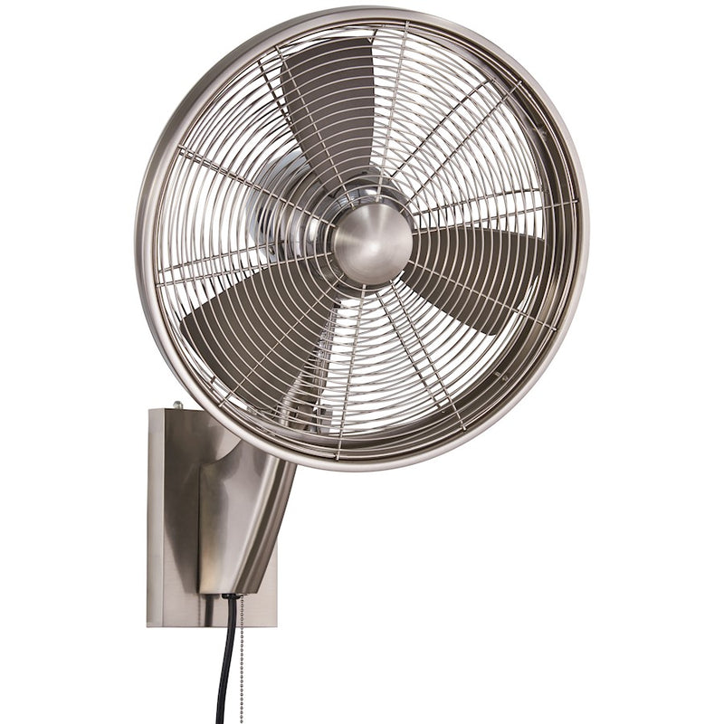 Minka Aire Anywhere 15in 3-Blade Oscillating Wall Fan | Brushed Nickel Traditional | Indoor & Outdoor Patio | 16 x 16 x 18 in | Model F307-BN