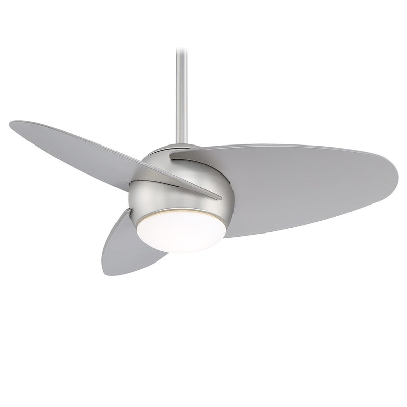 Minka Aire Slant LED 36in Ceiling Fan | Transitional Brushed Steel | Bedroom & Living Room | 36 x 36 x 16 in | Model F410L-BS