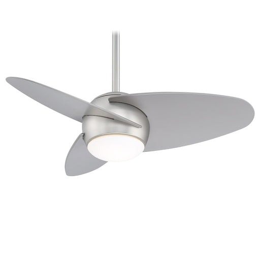 Minka Aire Slant LED 36in Ceiling Fan | Transitional Brushed Steel | Bedroom & Living Room | 36 x 36 x 16 in | Model F410L-BS