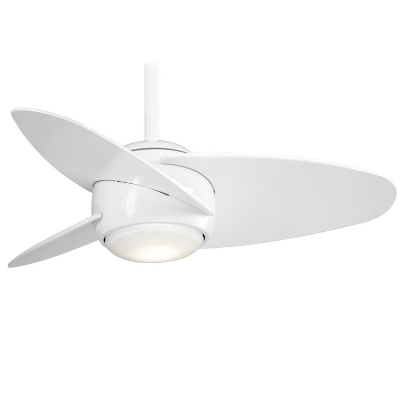 Minka Aire Slant LED 36in Ceiling Fan | Transitional White | Bedroom & Living Room | 36 x 36 x 16 in | Model F410L-WH