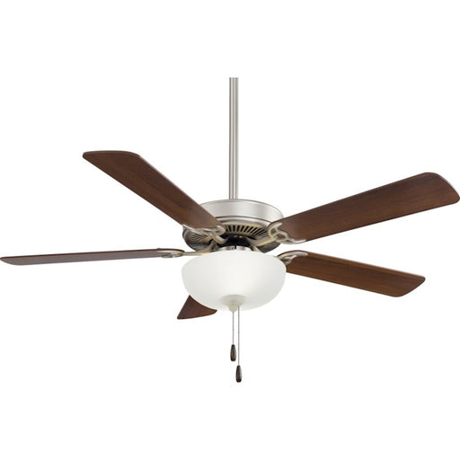 Minka Aire LED 52in Ceiling Fan with Light | Transitional Brushed Steel and Dark Walnut | Living Room & Bedroom | 52 x 52 x 18 in | Model F448L-BS-DW