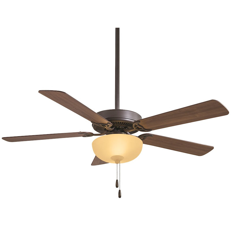 Minka Aire Contractor Uni-Pack LED 52in Ceiling Fan | Oil Rubbed Bronze with Excavation Glass | Living Room & Bedroom | Model F448L-ORB-EX