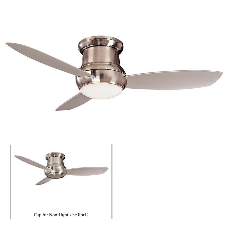 Minka Aire Concept II 52in LED Flush Mount Ceiling Fan | Traditional Brushed Nickel Wet | Covered Patio & Indoor-Outdoor | Model F474L-BNW