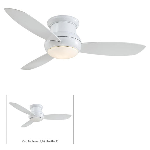 Minka Aire Concept II Wet 52in LED Flush Mount Ceiling Fan | White Traditional | Indoor & Covered Patio | 52 x 52 x 12 in | Model F474L-WH