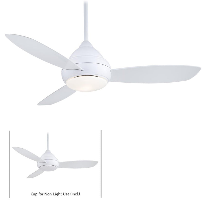 Minka Aire Concept 1 Wet 52in LED Ceiling Fan | Traditional White Finish | Indoor & Outdoor Covered Patio | 52 x 52 x 20 in | Model F476L-WH