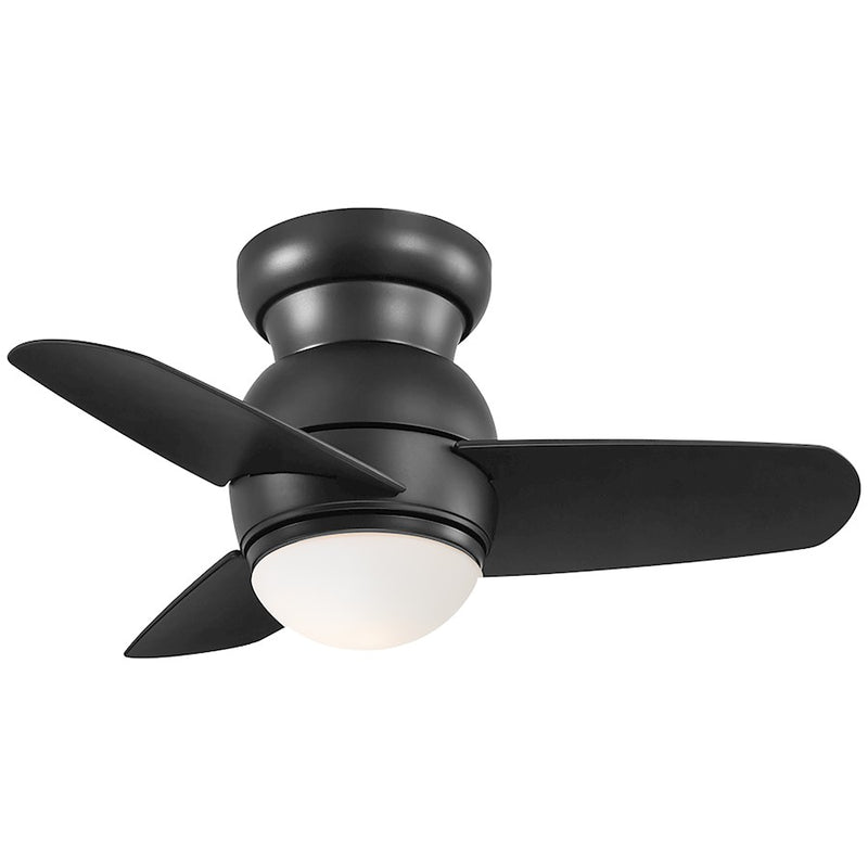 Minka Aire Spacesaver LED 26in Ceiling Fan | Coal Finish and Etched Opal Glass | Low Ceilings & Small Rooms | 26 x 26 x 11 in | Model F510L-CL