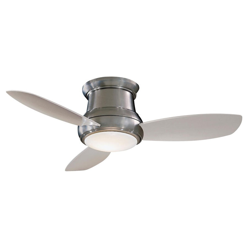 Minka Aire Concept II 44in LED Flush Ceiling Fan | Brushed Nickel Traditional | Bedroom & Living Room | 44 x 44 x 12 in | Model F518L-BN