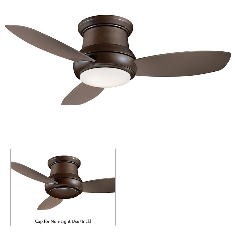 Minka Aire Concept II 44in LED Flush Ceiling Fan | Oil Rubbed Bronze | Bedroom & Kitchen | 44 x 44 x 12 in | Model F518L-ORB