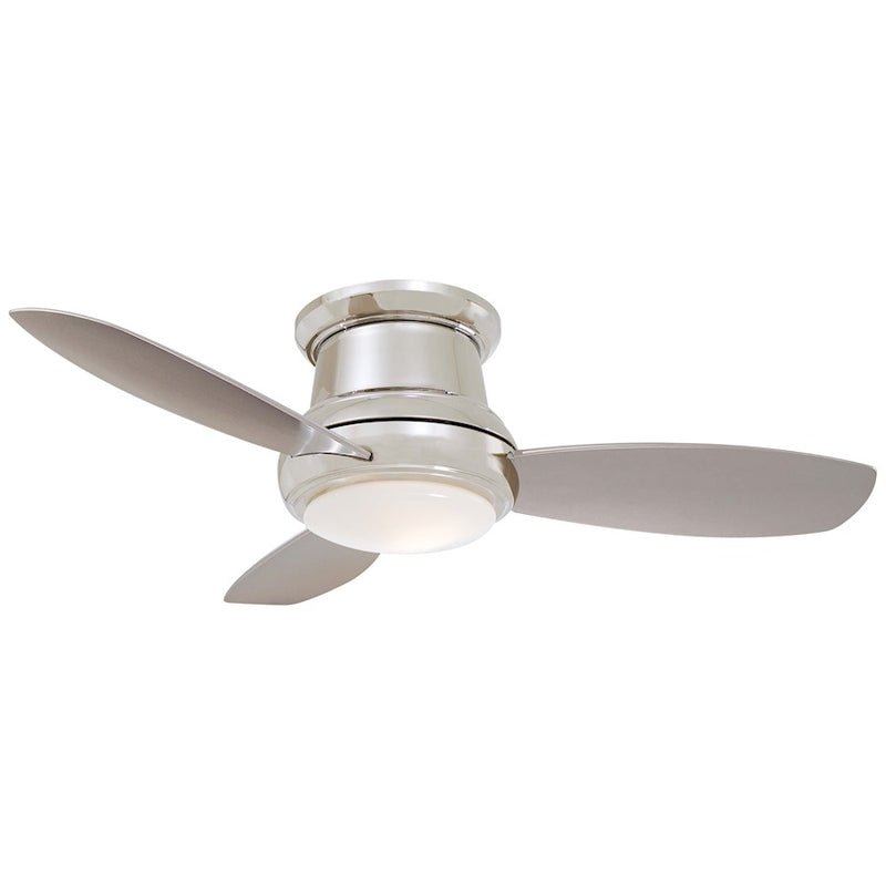 Minka Aire Concept II 44in LED Flush Ceiling Fan | Polished Nickel Contemporary | Bedroom & Living Room | 44 x 44 x 12 in | Model F518L-PN
