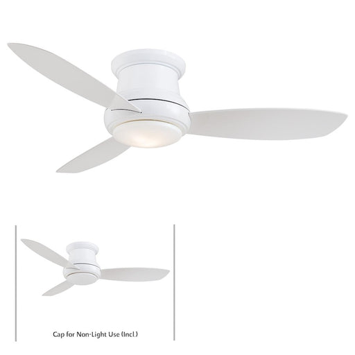 Minka Aire Concept II 44in LED Flush Mount Ceiling Fan | Traditional White Finish | Low Ceilings & Bedrooms | 44 x 44 x 11.5 in | Model F518L-WH