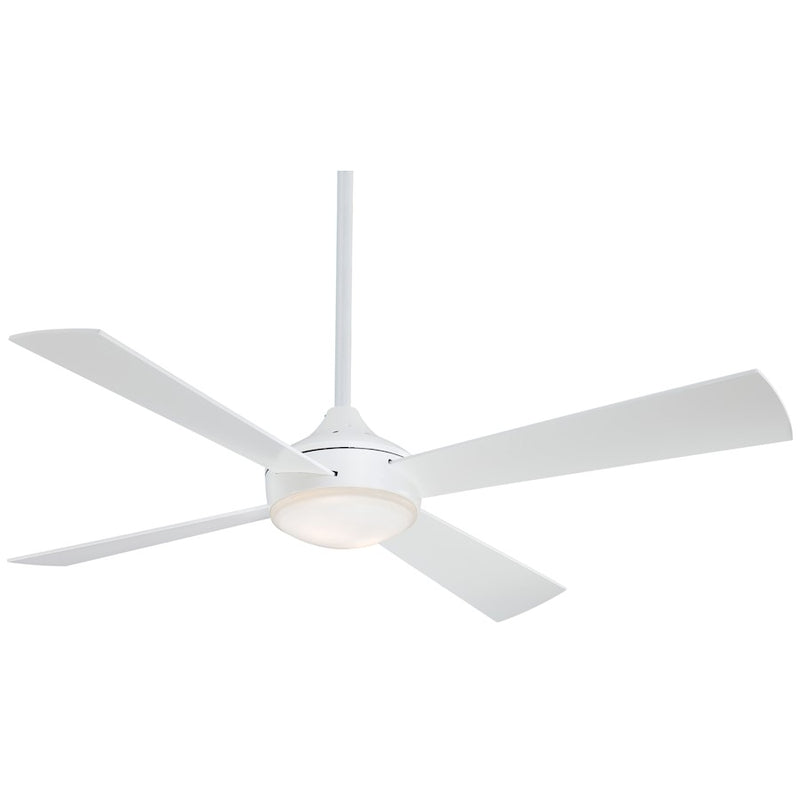 Minka Aire Aluma 52in LED Ceiling Fan | Contemporary Flat White | Living Room & Bedroom | 52 x 52 x 15.75 in | Model F521L-WHF
