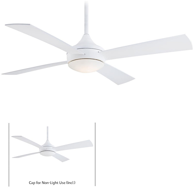 Minka Aire Aluma Wet 52in Ceiling Fan | Contemporary Flat White | Covered Patio & Living Room | 52 x 52 x 14 in | Model F523-WHF