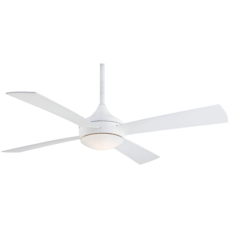 Minka Aire Aluma Wet 52in LED Ceiling Fan | Contemporary Flat White | Covered Patio & Large Room | 52 x 52 x 14 in | Model F523L-WHF
