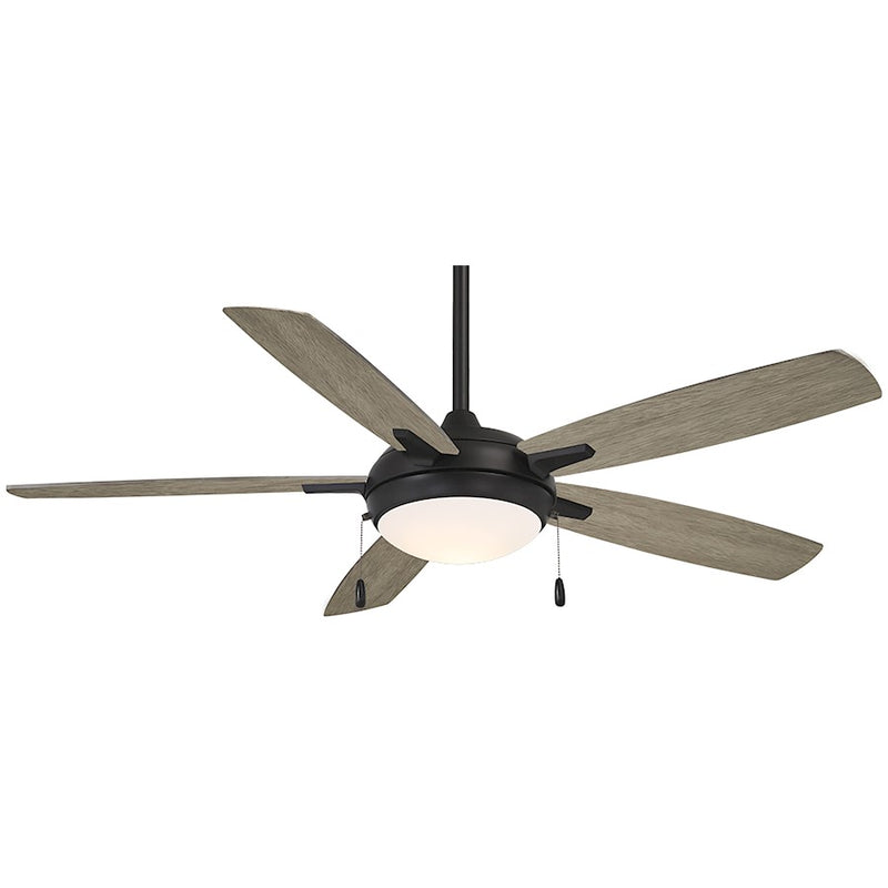Minka Aire Lun-Aire 54in Ceiling Fan with LED | Coal Finish and Seashore Grey Blades | Living Room & Bedroom | 54 x 54 x 15 in | Model F534L-CL-SG
