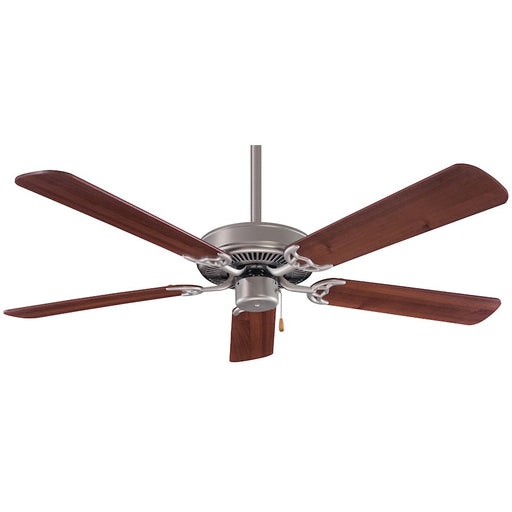 Minka Aire Contractor 42in Ceiling Fan | Traditional Brushed Steel and Dark Walnut | Low Ceiling Bedroom & Living Room | Model F546-BS-DW