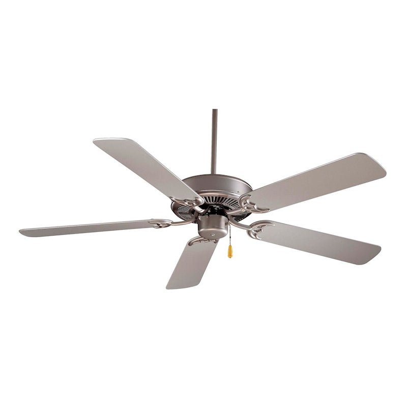 Minka Aire Contractor 52in Ceiling Fan | Brushed Steel Traditional | Living Room & Bedroom | 52 x 52 x 12 in | Model F547-BS
