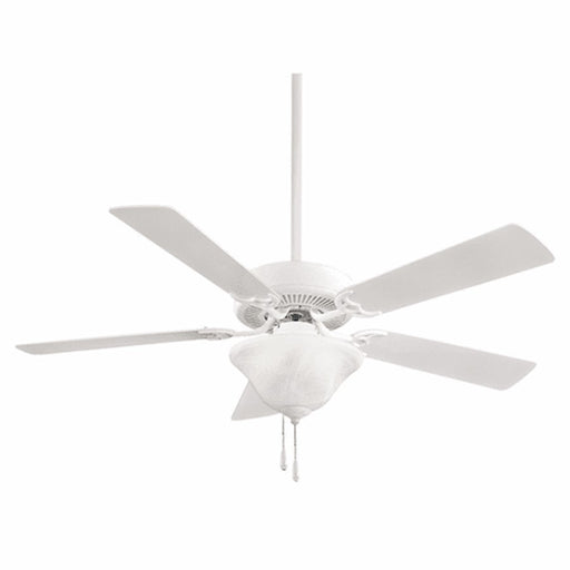 Minka Aire Contractor 52in Ceiling Fan | Traditional Brushed Steel and White | Living Room & Bedroom | 52 x 52 x 17 in | Model F548-BS-WH