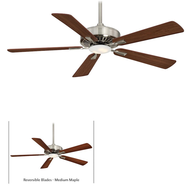 Minka Aire Contractor Plus 52in LED Ceiling Fan | Brushed Nickel & Dark Walnut Transitional | Living Room & Bedroom | Model F556L-BN-DW